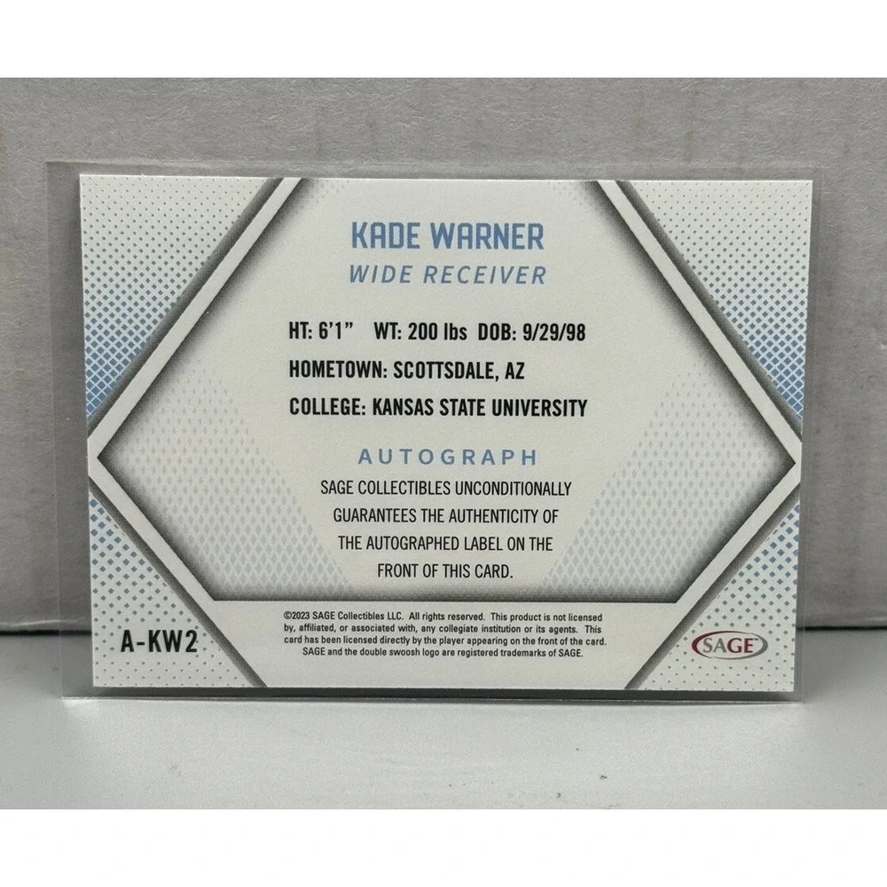 2023 Sage Football High Series Kade Warner AUTO RED FOIL #A-KW2 Tampa‎ Bay Bucs